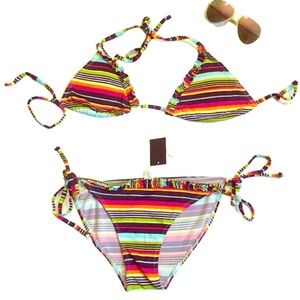 NWT Striped Colorful Bikini Set